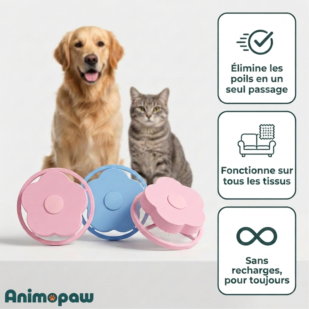 Lot de 4 filtres attrape-poils pour machine à laver
