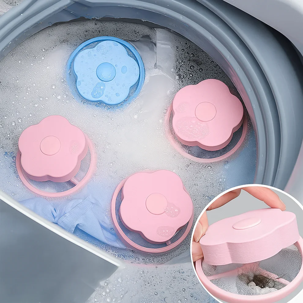 Lot de 4 filtres attrape-poils pour machine à laver