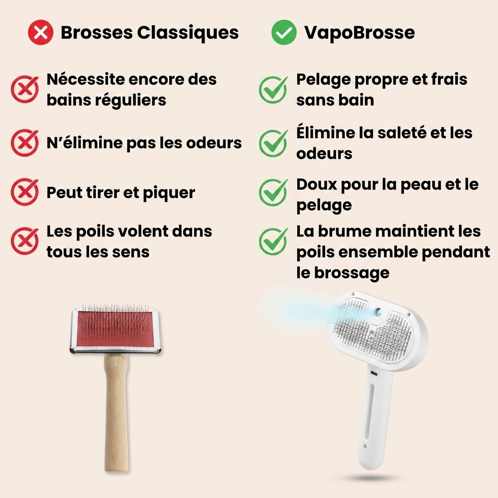 VapoBrosse AnimoPaw — Brosse de Toilettage Professionnelle pour Animaux de Compagnie