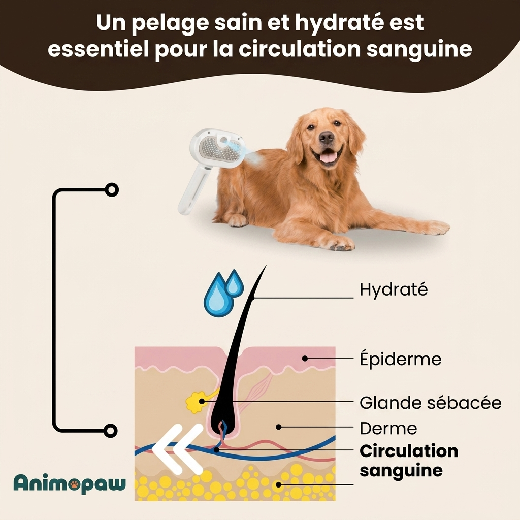 VapoBrosse AnimoPaw — Brosse de Toilettage Professionnelle pour Animaux de Compagnie