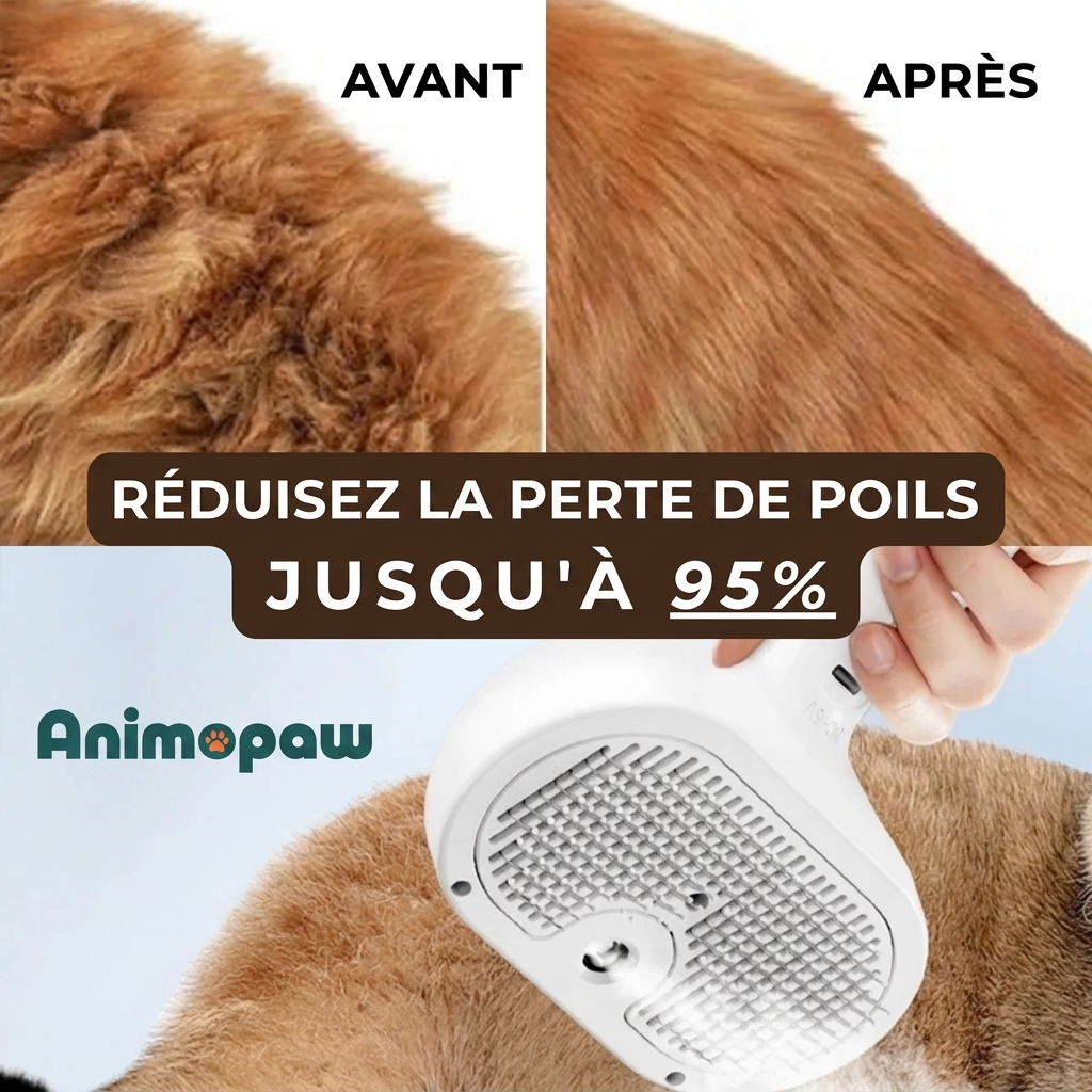 VapoBrosse AnimoPaw — Brosse de Toilettage Professionnelle pour Animaux de Compagnie